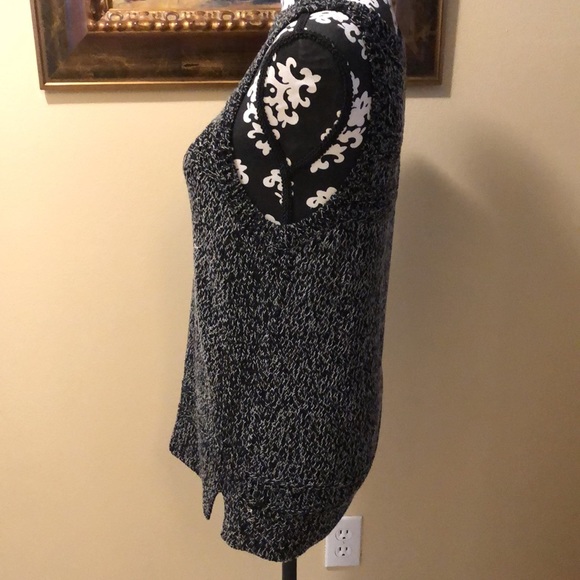 LOFT Sleeveless rounded neck stretchy cotton sweater, mixed knit ribbed tunic - Picture 3 of 9